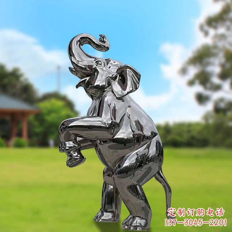 达州站立的不锈钢小象雕塑