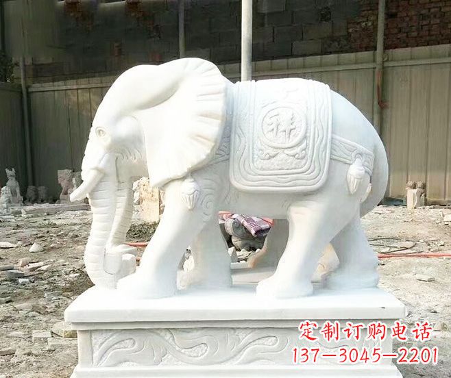 达州招财动物汉白玉大象石雕 (3)