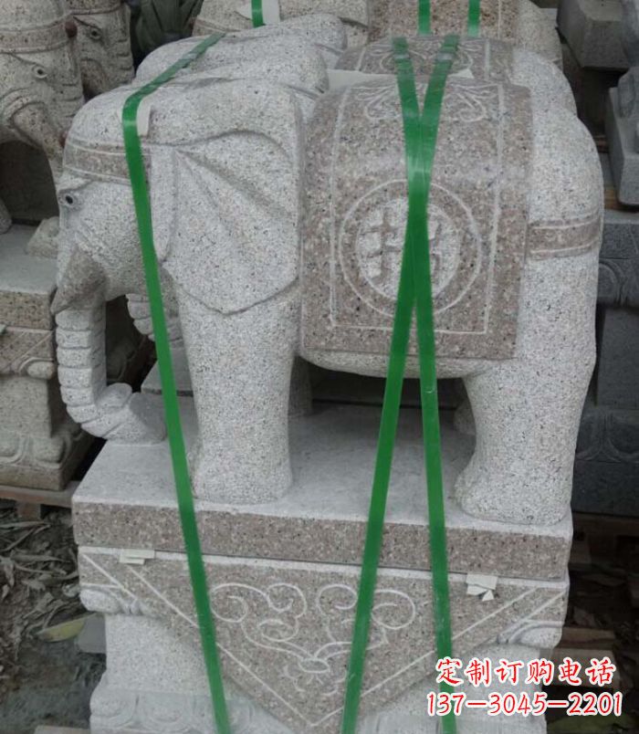 达州招财进宝芝麻灰大象石雕 (4)