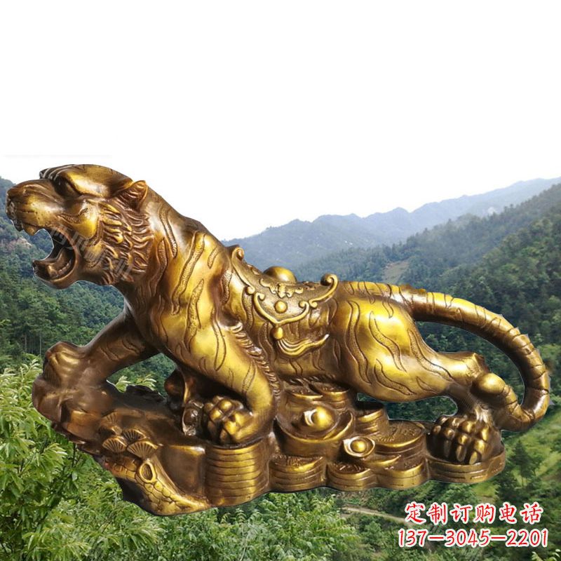 达州招财老虎漆金12生肖动物雕塑
