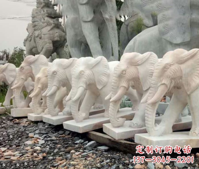 达州招财晚霞红大象石雕 (3)