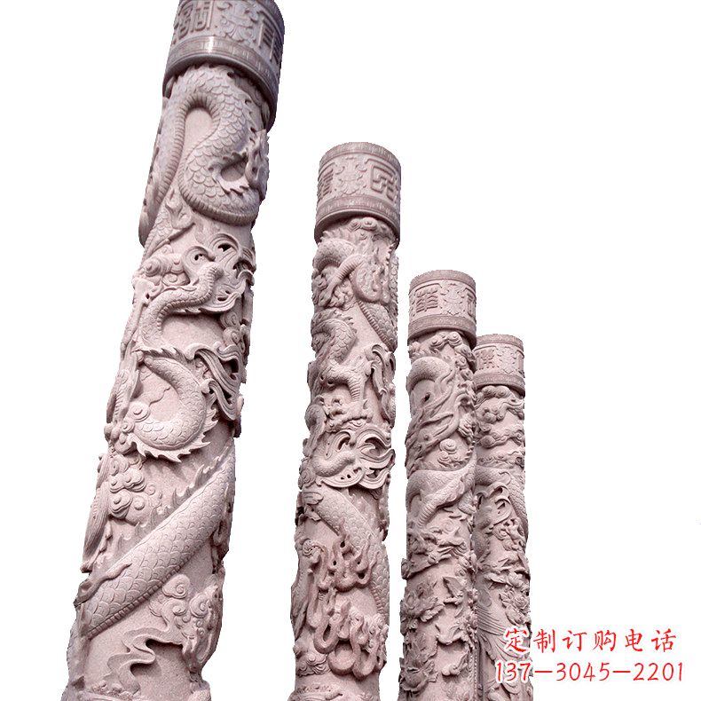 达州中国传统龙柱石雕