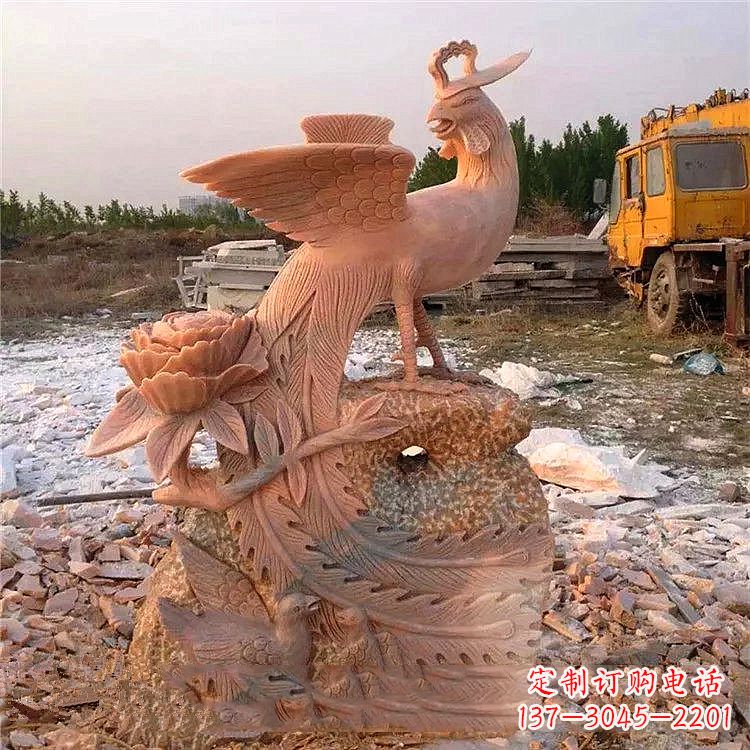 达州中国古代传说中的瑞鸟凤凰牡丹石雕