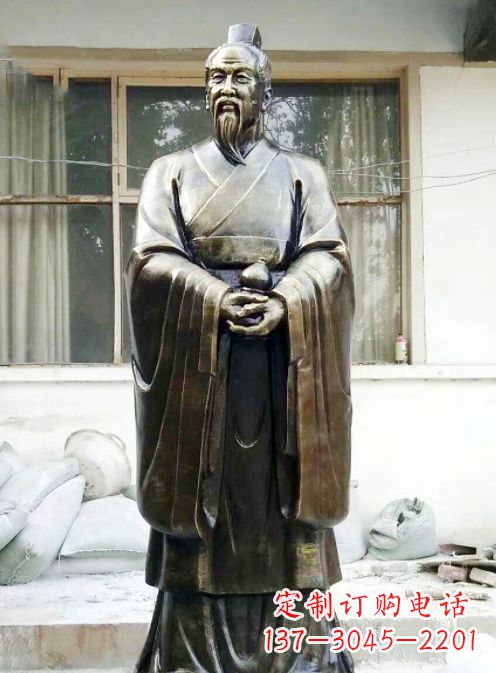 达州中国古代名医扁鹊铸铜雕像半身像