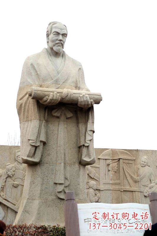 达州中国历史名人北宋绘画大师清明上河图画家张择端汉白玉石雕像