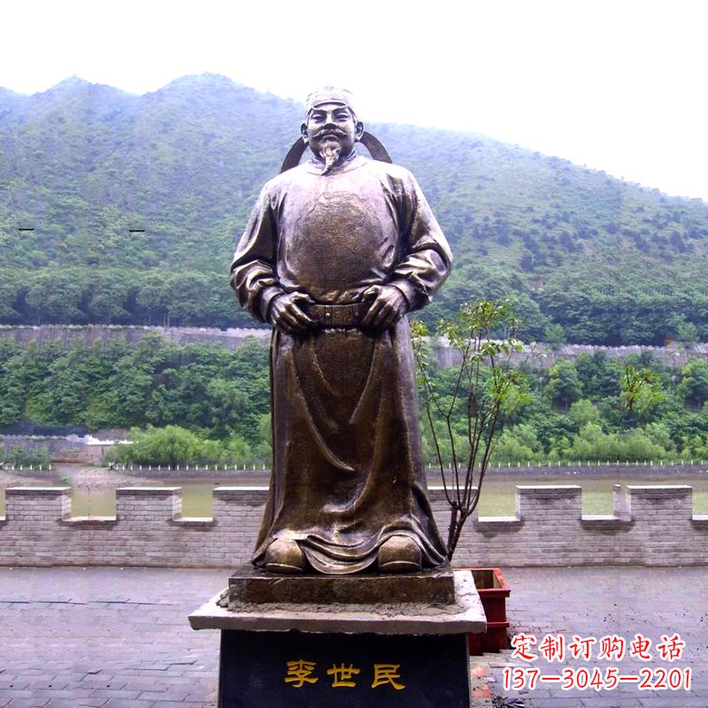 达州中国历史名人唐初著名帝王李世民铸铜雕像