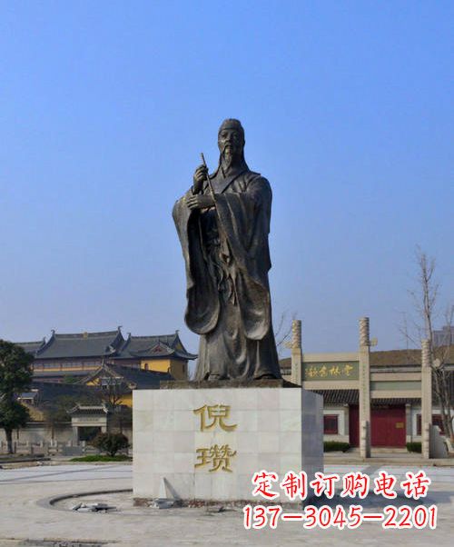 达州中国历史名人元末明初画家诗人倪瓒铜雕塑像