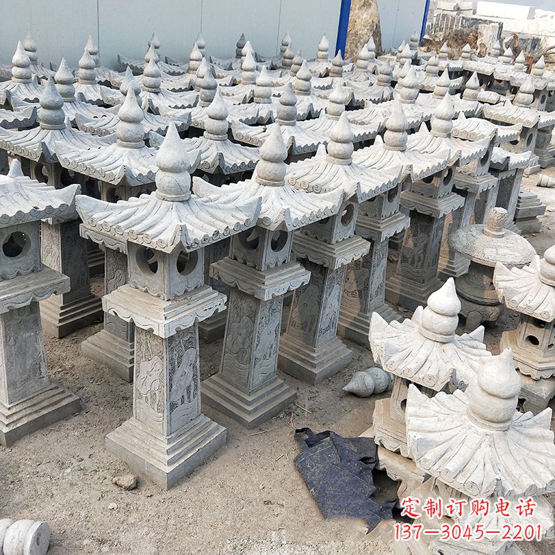达州中式青石灯笼雕塑