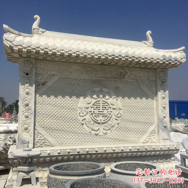 达州中式庭院影壁石雕-中国古建大门萧墙
