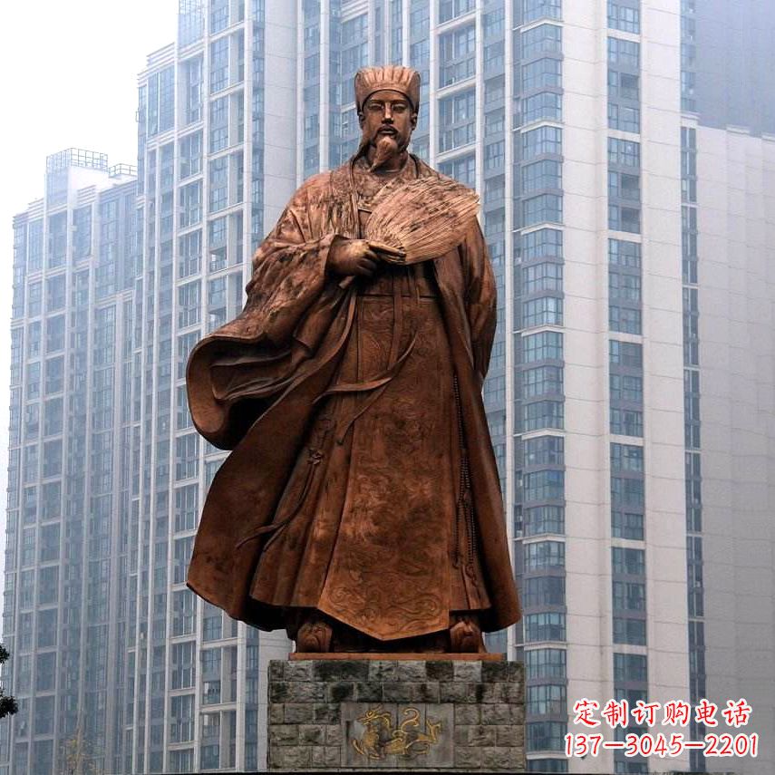 达州诸葛亮城市景观铜雕像-中国古代著名人物三国谋士卧龙先生雕塑