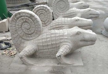 达州园林水池水景鳄鱼砂岩喷水雕塑
