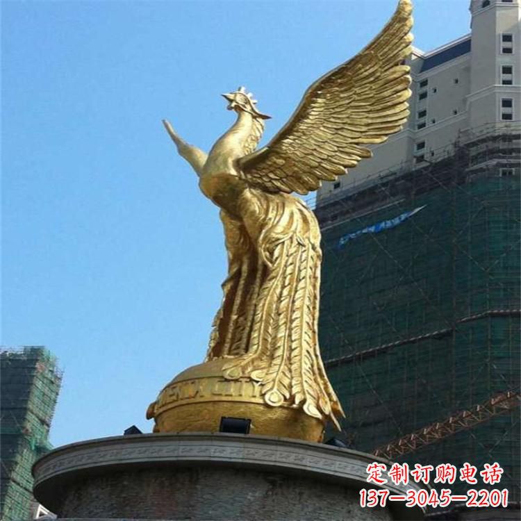 达州铸铜鎏金凤凰景观雕塑-城市园林