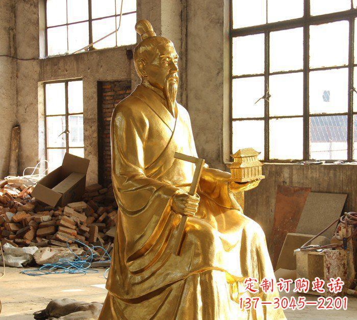达州铸铜鲁班古代人物铜雕