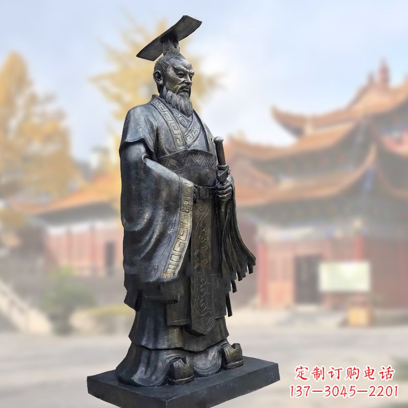 达州铸铜秦始皇铜雕塑像