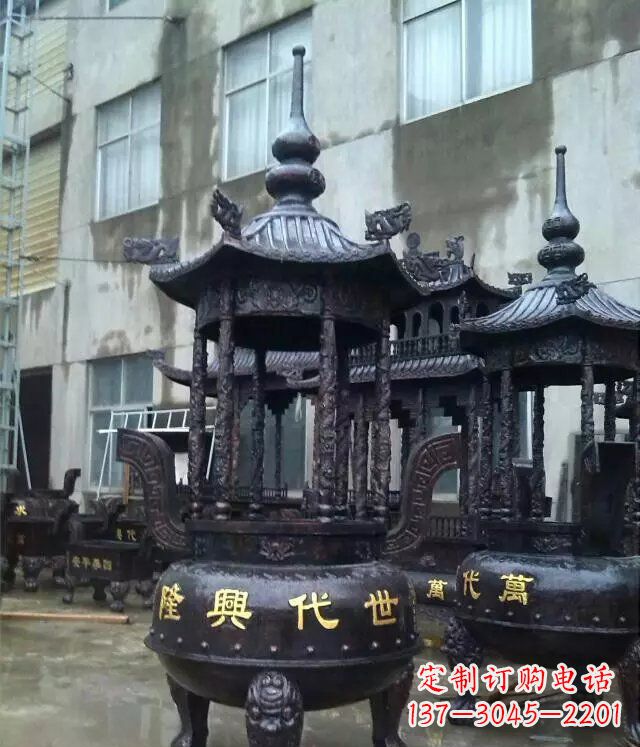 达州铸铜寺庙香炉铜雕 (3)