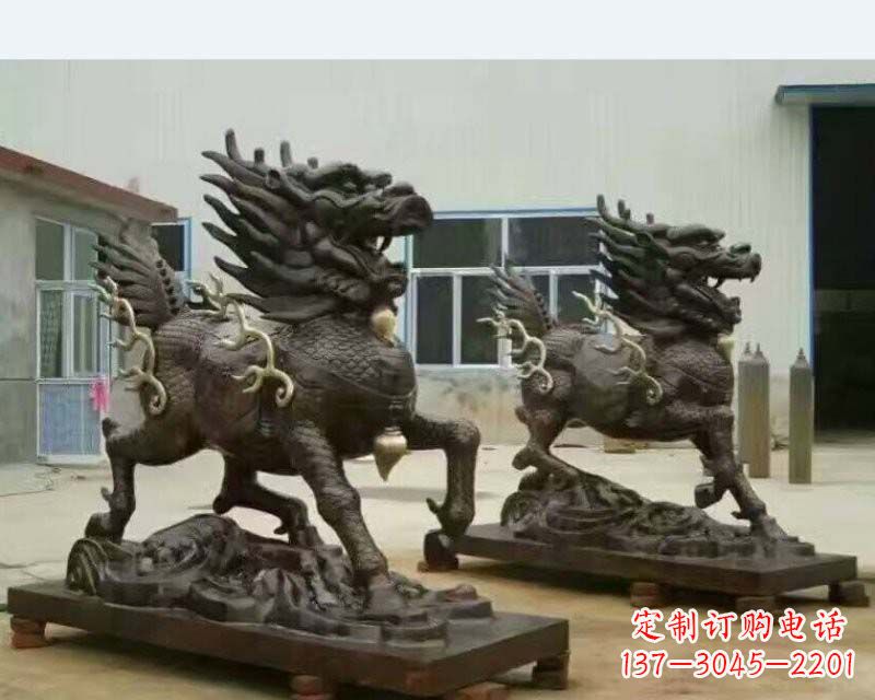达州铸铜踏浪麒麟雕塑