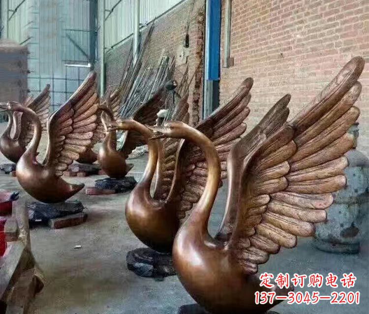 达州铸铜天鹅喷水动物喷泉雕塑