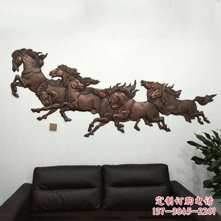 达州紫铜马儿浮雕装饰画