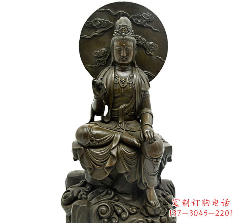 达州自在观音菩萨仿古铜雕佛像