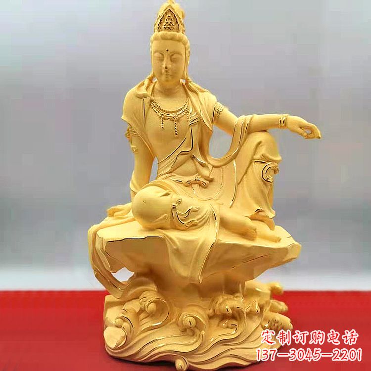 达州自在观音纯铜镀金雕塑