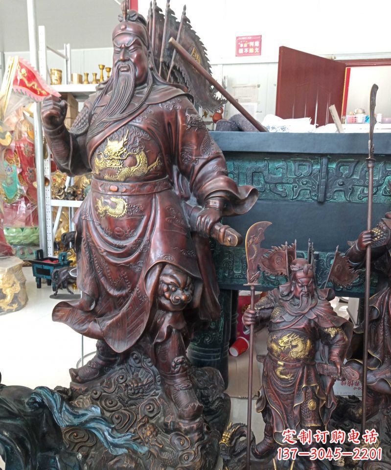 达州宗教庙宇关公武财神铜雕