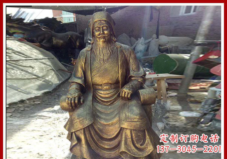 达州坐式成吉思汗铜雕